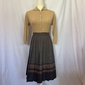 Vintage 1960s Pleated Wool Skirt
